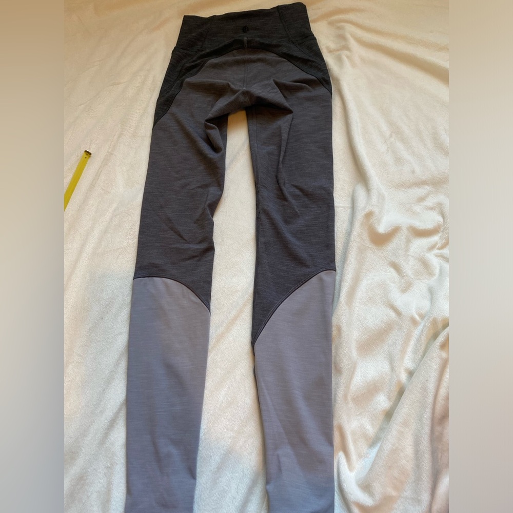 Grey Lululemon Color-Block Leggings Size 2 - image 3